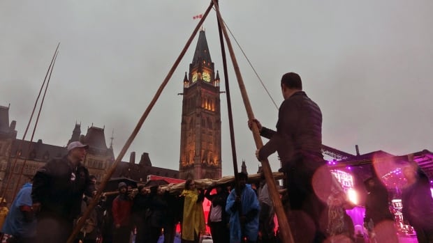 Indigenous teepee moved Parliament Hill Ottawa June 29 2017