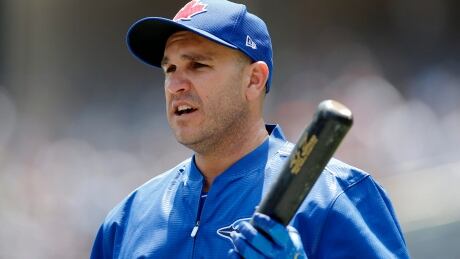 Miguel Montero, acquired by Toronto from the Chicago Cubs for a player to be named later or cash considerations on Monday, works out with the Jays prior to their game Tuesday at Yankee Stadium. Blue Jays Montero