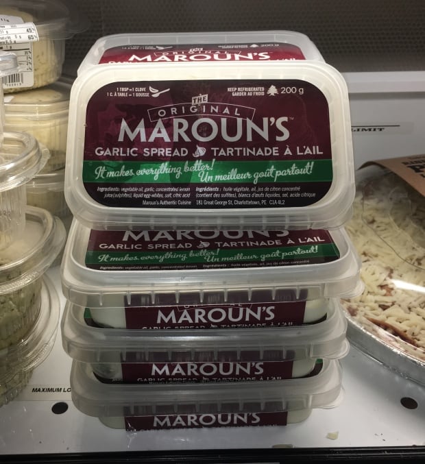 Maroun's Garlic Spread on shelf in Sobeys Stratford, P.E.I.