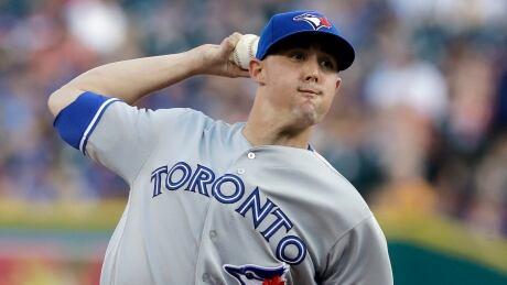 Starting pitcher Aaron Sanchez of the Toronto Blue Jays delivers a 1st-inning pitch against the Detroit Tigers on Friday, in Detroit. Jays-Tigers-14072017