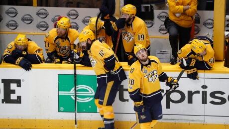 Nashville Predators' players react after their 2-0 loss to the Pittsburgh Penguins in Game 6. fudge-andrew-071817