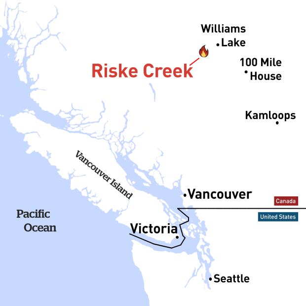 Map of Riske Creek in B.C.