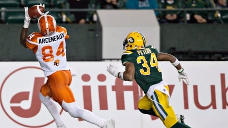Edmonton Eskimos cornerback Garry Peters, right, seen above last season, was suspended one game by the CFL for making physical contact with an official on Thursday in Hamilton. eskimos-garry-peters-092316-620