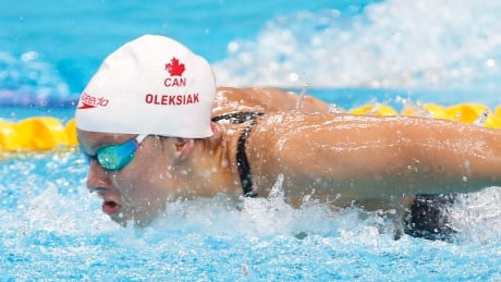 Canada's Penny Oleksiak, seen competing earlier this week, placed fifth in the women's 50-metre butterfly in a women's 100-meter butterfly at the aquatics world championships in Budapest, Hungary on Saturday. oleksiak-penny-072317