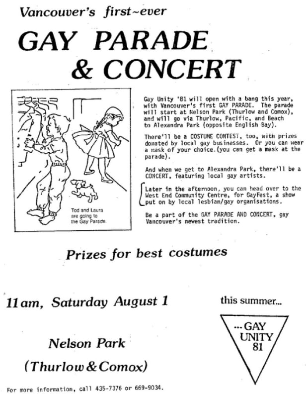 Vancouver's first gay pride parade