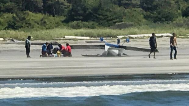 A small plane flipped while landing on a beach on Vargas Island near Tofino.
