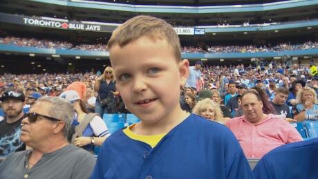 Cancer survivor Harrison Maye at Blue Jays games