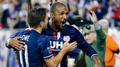 Teal Bunbury, right, scored the game's only goal to give the New England Revolution a 1-0 victory over the Vancouver Whitecaps. teal-bunbury