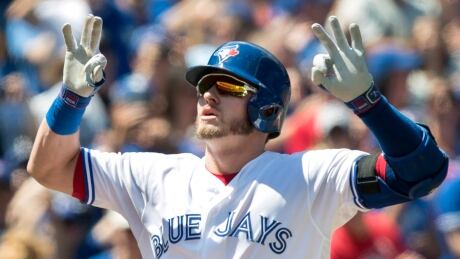 Toronto Blue Jays third baseman Josh Donaldson crosses home plate after hitting a two-run home run against the Pittsburgh Pirates in the first inning in Toronto on Sunday. donaldson-josh-081317-620