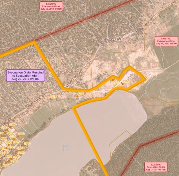 Loon Lake evacuation order rescinded map