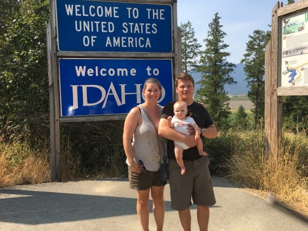 Amy Templeman, partner Travis and baby Aurora