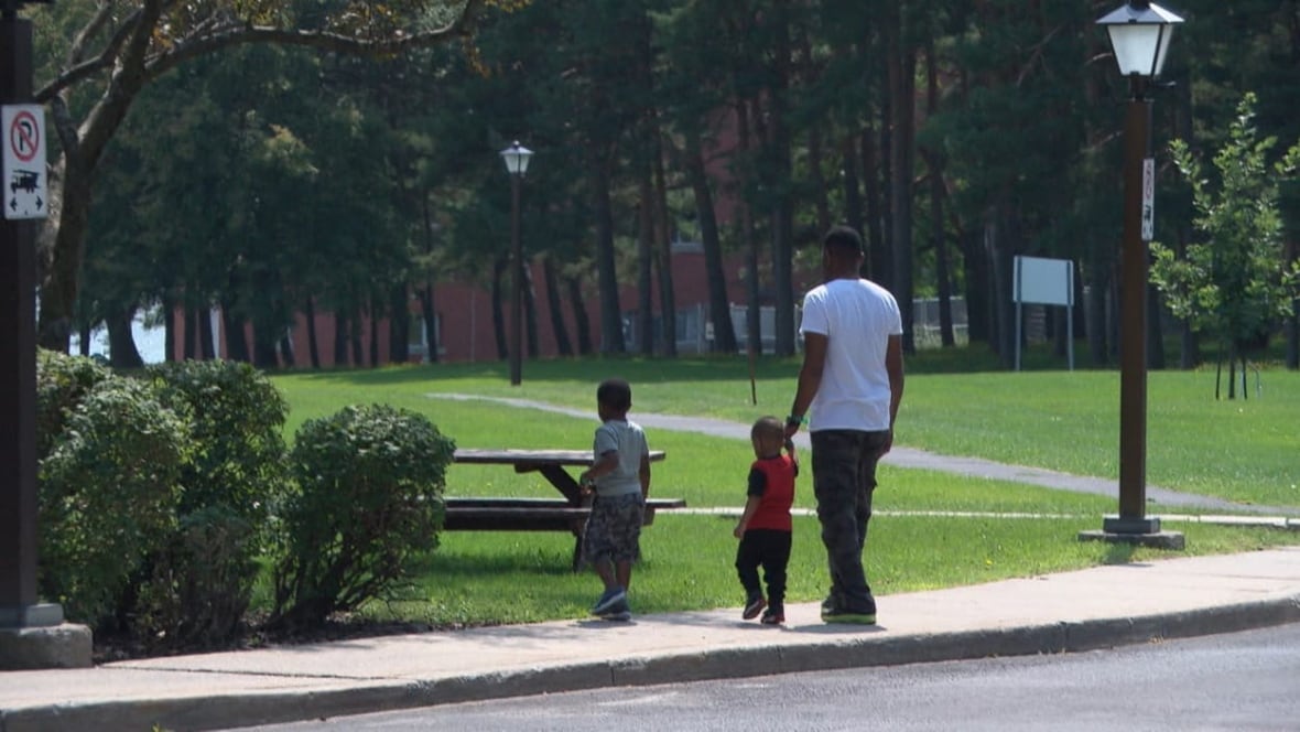 Asylum seekers who crossed into Canada from the U.S. visit a park in Cornwall, Ont., on Sunday, Aug. 20, 2017. (Radio-Canada)