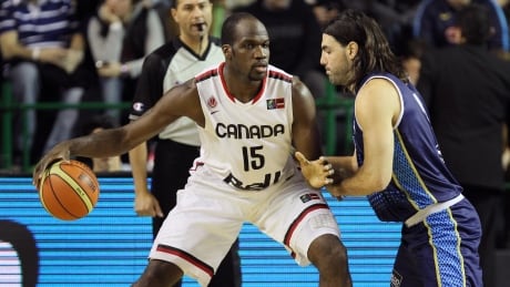Joel Anthony, left, is one of two NBA veterans on the squad that will lead Canada at the FIBA AmeriCup which begins on Sunday. joel-anthony