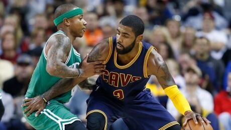 Kyrie Irving, right, and Isaiah Thomas are at the centre of a blockbuster trade that is reportedly being reviewed by the Cleveland Cavaliers due to injury concerns involving Thomas. thomas-irving-110316-620