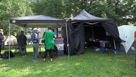 Overdose Prevention Ottawa opened this tent site intended to give people a safe place to use drugs in Lowertown's Raphael Brunet Park on Aug. 25, 2017. overdose prevention ottawa drug use pop-up injection site august 26 2017
