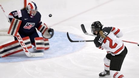 Canada's women's hockey team will travel to three U.S. cities in the fall to take on its longtime rivals in a series of pre-Olympic games. HKW World Canada United States 20170407