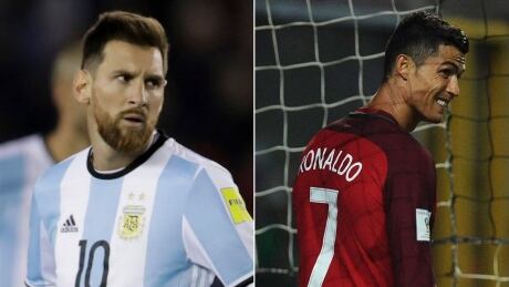 Depending on how their next games go, Lionel Messi, left, and Cristiano Ronaldo could miss out on the 2018 FIFA World Cup in Russia. Messi-Ronaldo-World-Cup