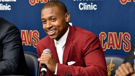 Isaiah Thomas speaks to media Thursday following the trade that brought him to the Cleveland Cavaliers from the Boston Celtics. 775015630 Cavs Presser Kyle052