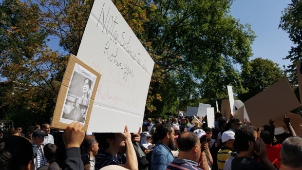 rohingya protest sign myanmar embassy ottawa september 10 2017