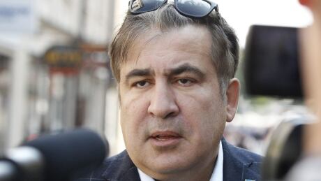 Former Georgian President and former Ukraine official, Mikheil Shaakashvili speaks to the media in the south-eastern city of Rzeszow, Poland, Sunday, Sept. 10, 2017, before setting off in an attempt to return to Ukraine although both his Ukrainian and Georgia passports are no longer valid. Poland Ukraine Saakashvili