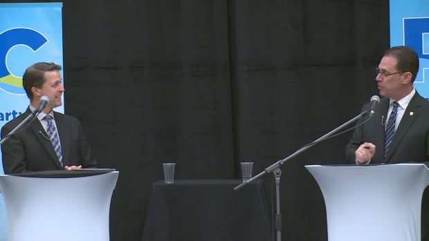Brad Trivers (left) - James Aylward PEI PC debate, Sept 12, 2017