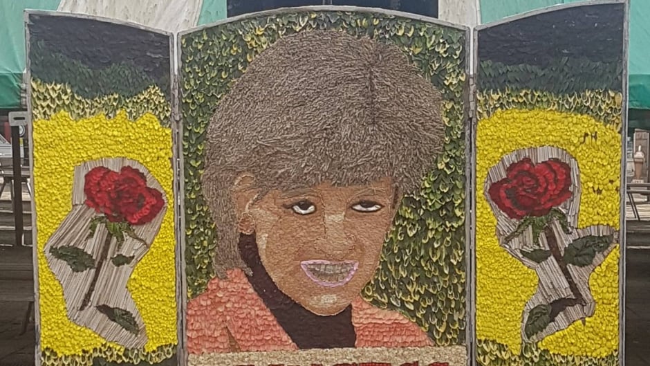 The Chesterfield Borough Council unveiled this floral 'well dressing' tribute to the late Princess Diana.