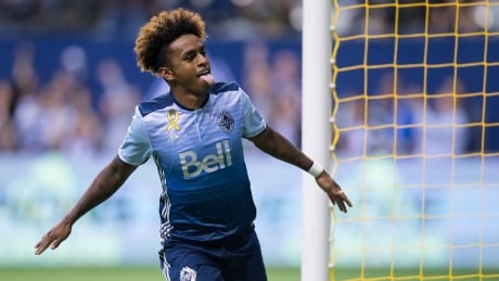 Vancouver Whitecaps' Yordy Reyna celebrates his goal against Minnesota United during the first half. whitecaps