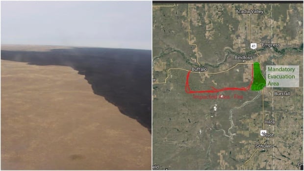 Suffield grass fire collage