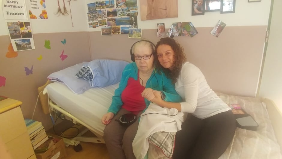 Naomi Mison and her mom at South Terrace Continuing Care Centre in Edmonton.