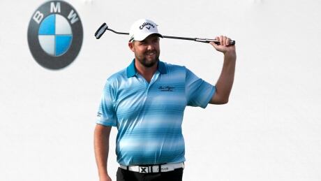 Marc Leishman celebrates after winning the BMW Championship golf tournament at Conway Farms Golf Club. leishman-marc