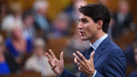 Prime Minister Justin Trudeau stands during question period in the House of Commons on Parliament Hill in Ottawa on Monday, Sept. 18, 2017. THE CANADIAN PRESS/Sean Kilpatrick Question Period 20170918