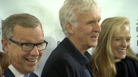 Saskatchewan Premier Brad Wall with James Cameron and Suzy Amis Cameron at the launch of the new plant in Vanscoy, Sask. New pea protein plant in Saskatchewan