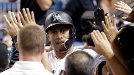 There may be more high fives if Miami's Giancarlo Stanton can close the gap on Roger Maris's mark of 61 home runs. Giancarlo Stanton Marlins Baseball