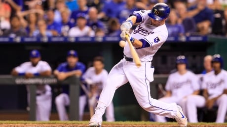 Kansas City Royals otufielder Alex Gordon, pictured here earlier in the season, hit the 5,964th home run of the MLB season on Tuesday, breaking the Major League record for homers hit in a single season. alex-gordon