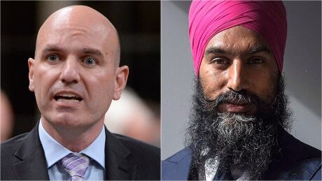 Left: NDP MP Nathan Cullen. Right: Federal NDP leadership candidate Jagmeet Singh. nathan cullen jagmeet singh