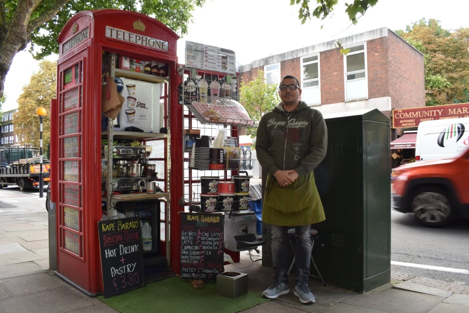 London phone booth cafe — Kape Barako