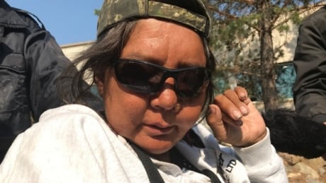 Marlene Bird outside court after Leslie Black's last court appearance in August. Bird