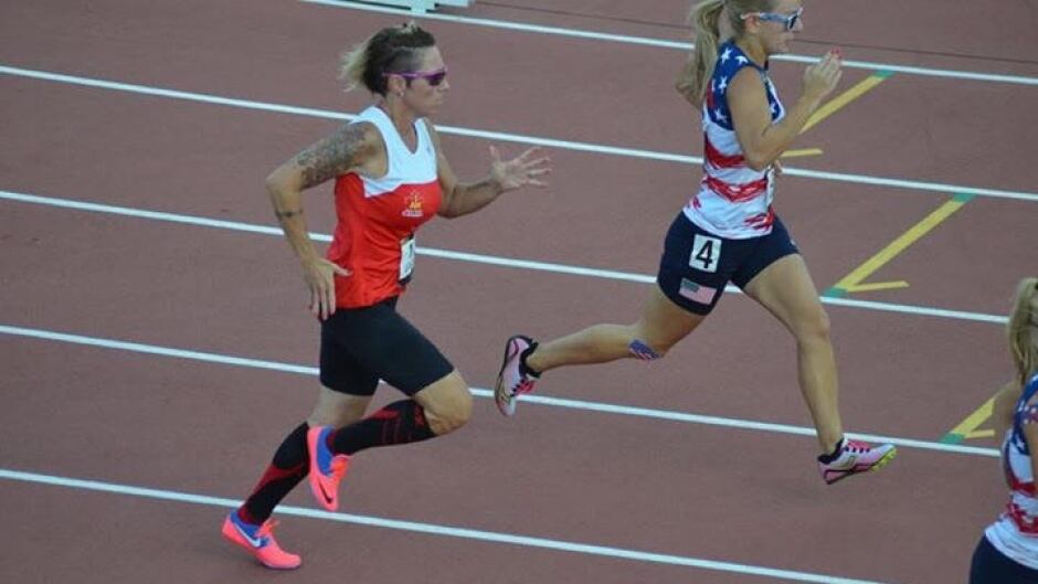 Hélène Le Scelleur, left, on the track in Toronto.