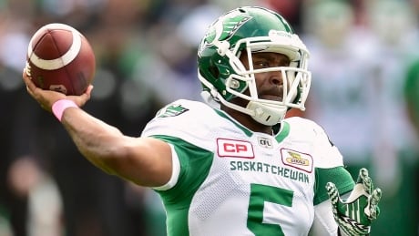 Saskatchewan Roughriders quarterback Kevin Glenn (5) throws a pass against the Toronto Argonauts. roughriders-argos