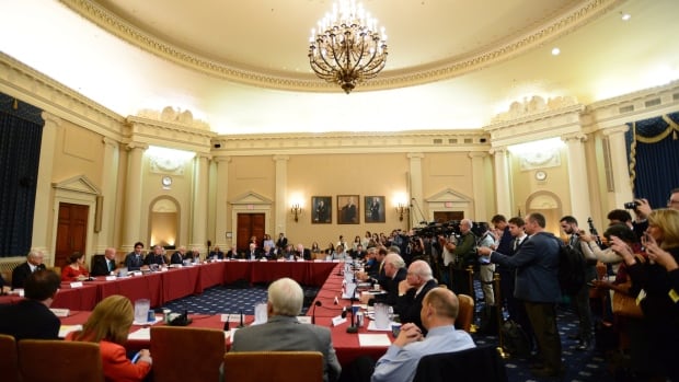 Prime Minister Justin Trudeau takes part in a meeting with the H ouse Ways and Means committee on Capitol Hill in Washington, D.C. on Wednesday, Oct. 11, 2017.