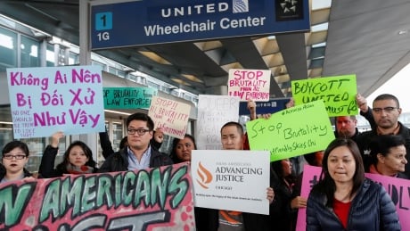 Community members protested the treatment of Dr. David Dao after he was forcibly removed from a United Airlines flight by the Chicago Aviation Police in April 2017.<br />
<br />
UAL-PASSENGER/