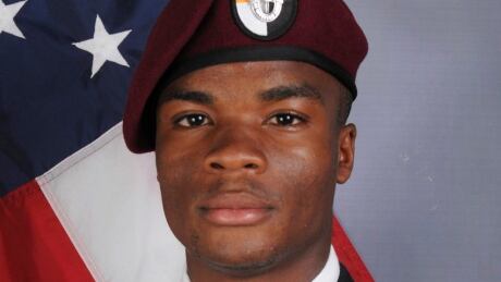 This photo provided by the U.S. Army Special Operations Command shows Sgt. La David Johnson, who was killed in an ambush in Niger. President Donald Trump told Johnson's widow, Myeshia Johnson, that her husband "knew what he signed up for," according to Rep. Frederica Wilson, who said she heard part of the conversation on speakerphone. In a Wednesday morning tweet, Trump said Wilson's description of the call was "fabricated." (U.S. Army Special Operations Command via AP) Trump The Fallen