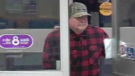 Police released this still image from surveillance video of a man they say robbed two banks in Medicine Hat, Alta. Steve Vogelsang has been arrested. Stephen Vogelsang