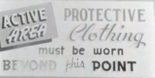 A sign inside Atomic Energy Canada c. 1958