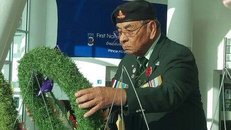 After serving in the Korean War, Tony Cote returned to his community and recognized the athletic talent of the youth. Shortly after he was elected chief in 1970, Cote started what is now Saskatchewan's most competitive athletic games for Indigenous youth, the Saskatchewan Indian Winter Games in 1974. Lacquette is also from Cote First Nation and as a young hockey player, competed in the games, now known has the Tony Cote First Nation Winter Games. Elder Tony Cote FNUniv Remembrance Day 2017
