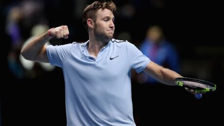 Jack Sock celebrates his win over Marin Cilic at the ATP Finals on Tuesday. 775054390AP00163_Day_Three_