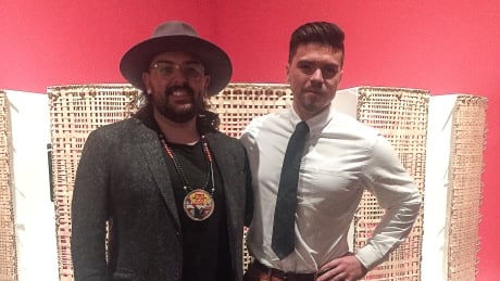 Mi'kmaq artist Jordan Bennett and collaborator John Nick Jeddore at the Smithsonian Institute in New York. Jordan Bennett and John Nick Jeddore