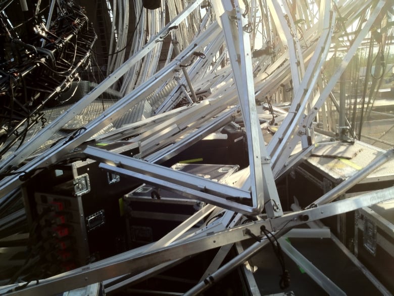 collapsed stage scaffolding