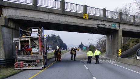 The 152 Street overpass in Surrey was closed for more than three months after a truck slammed into it. highway 99 overpass