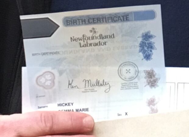 Gemma Hickey's birth certificate